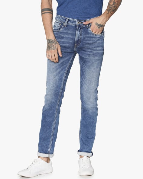 Jack & Jones Men Mid-Wash Slim Fit Jeans