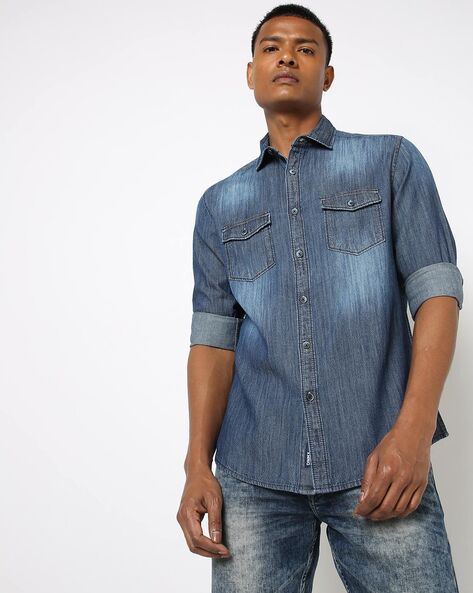 Buy online Men Charcoal Denim Casual Shirt from shirts for Men by Swag  Rider for ₹500 at 52% off | 2024 Limeroad.com