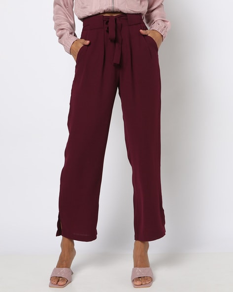 Buy Wine Trousers & Pants for Women by PROJECT EVE Online | Ajio.com