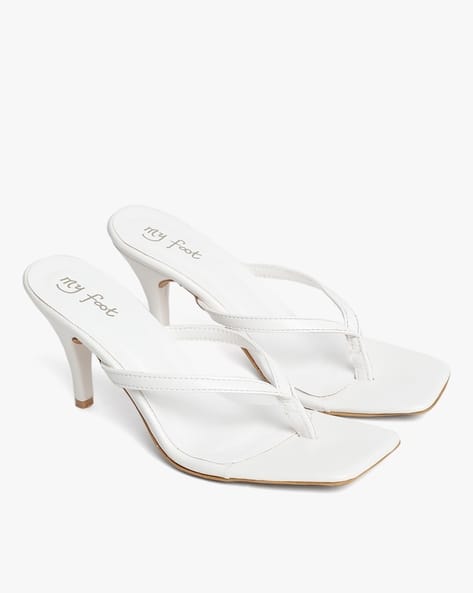 Square-Toe Thong-Strap Stilettos