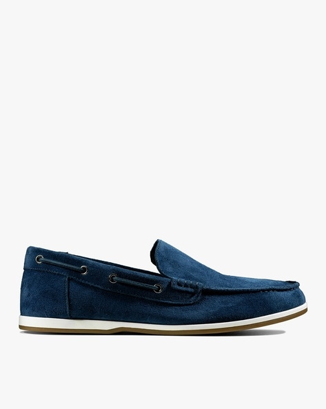 Clarks navy hot sale blue loafers