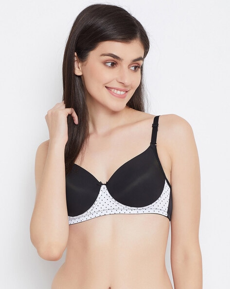 Buy Clovia Padded Non Wired Full Coverage T-Shirt Bra - Black at Rs.1199  online