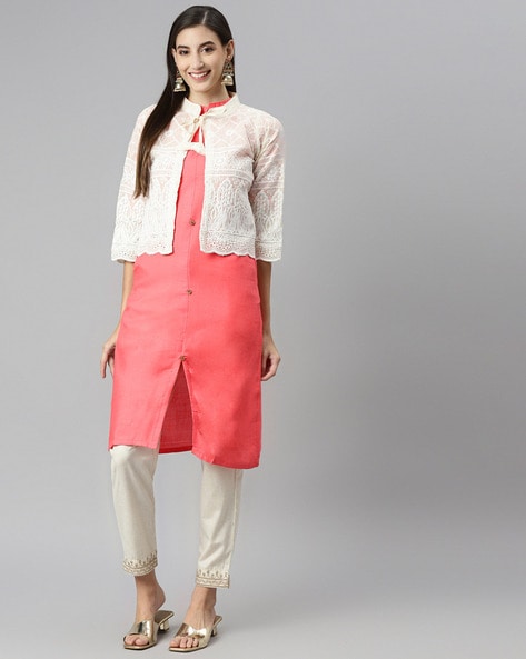 Straight Kurta Set with Jacket Price in India Full Specifications