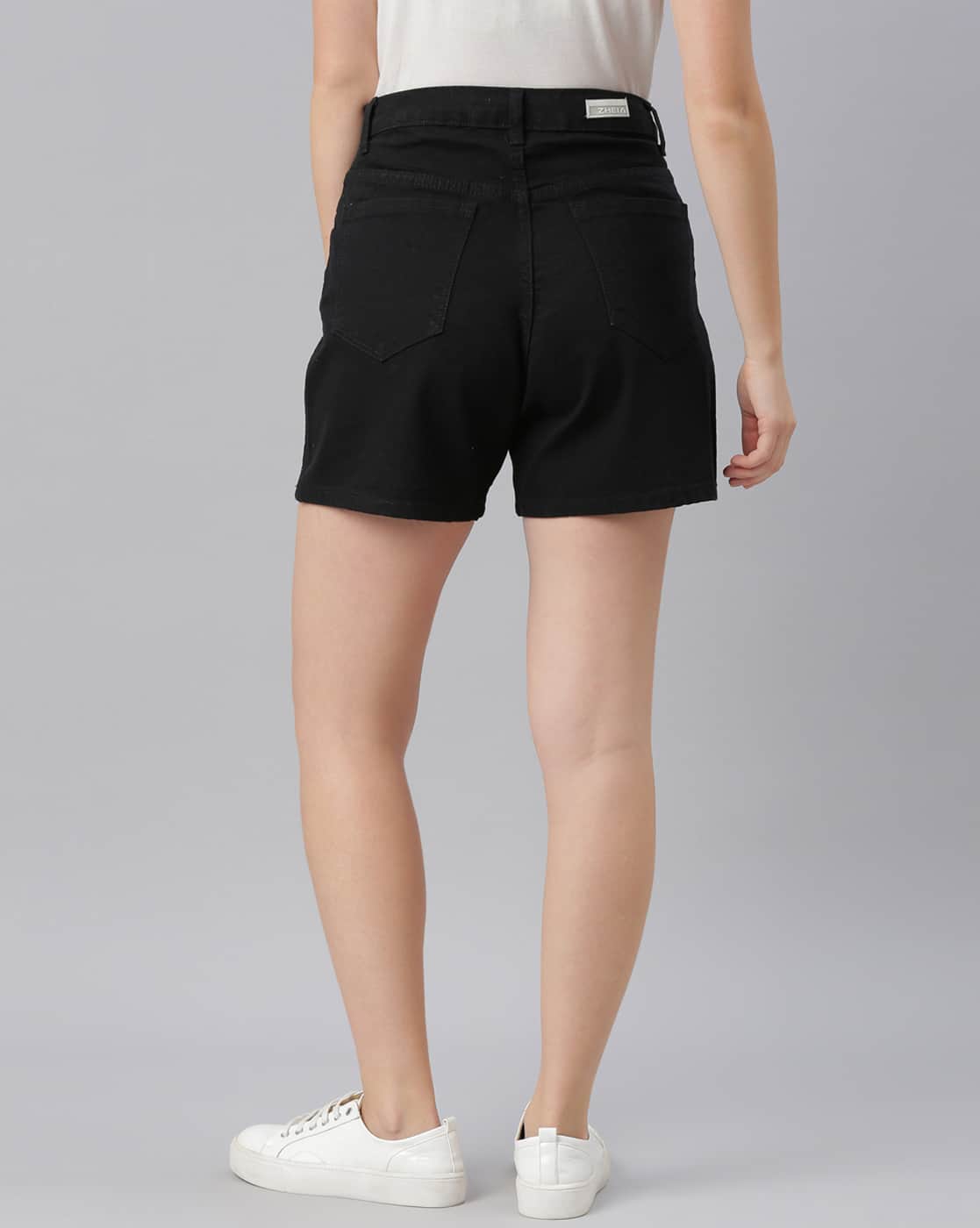 high waisted black dress shorts