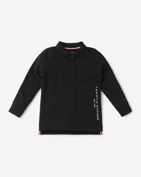 tommy hilfiger black long sleeve polo