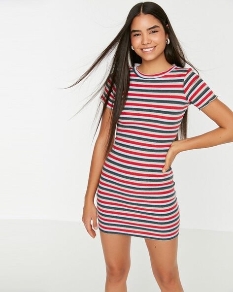 Striped fitted clearance dress