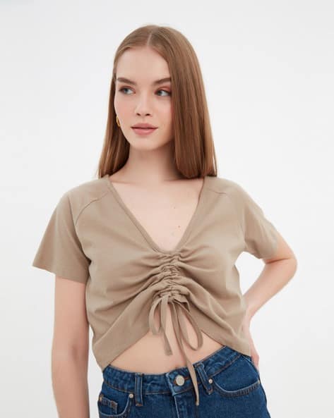 V-neck Ruched Crop Top view 3