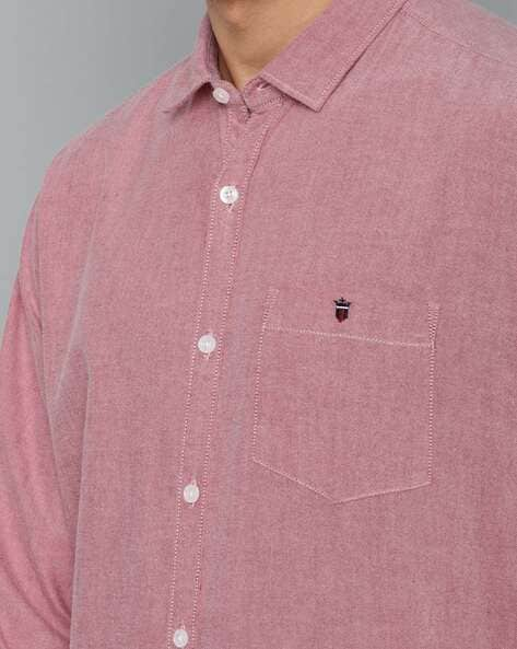 Buy Louis Philippe Pink Cotton Slim Fit Self Pattern Shirt for