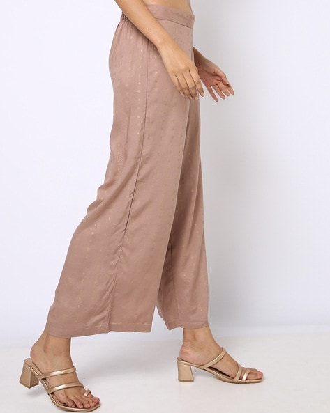 Buy Women Brown Line Art Wide Leg Terry Track Pants Online at Sassafras