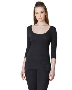 Women's Self-heating Ultra-thin Long Sleeved Thermal Underwear Top,  Anti-static, No Trace, 37 Degrees, For Fall And Winter
