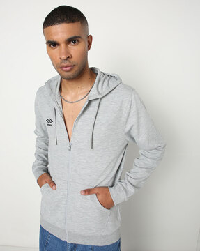 Heathered Hoodie with Split-Kangaroo Pockets