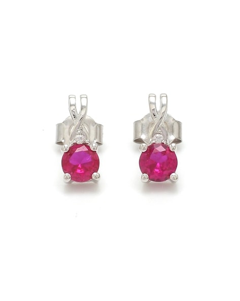 Zircon Ruby Earrings in Sterling Silver - Gleam Jewels