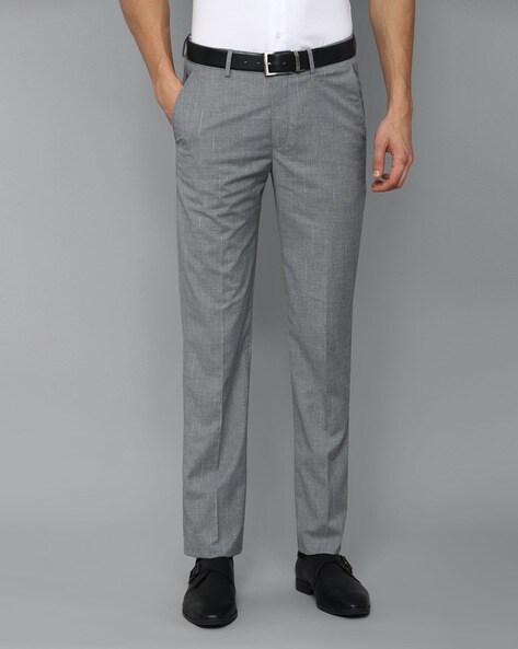 Men Grey Slim Fit Textured Flat Front Formal Trousers | Louis Philippe |  Gurdaspur | Pathankot