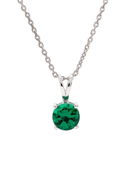 5.0mm Heart-Shaped Lab-Created Emerald Pendant in 10K White Gold with  Diamond Accent - 17