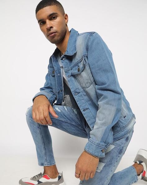 Blue Checks Co-ord Denim Jacket