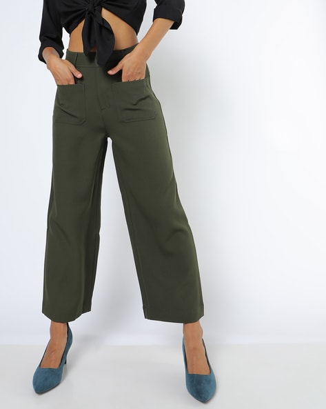 Buy KTILG Women Linen Cotton Pants Wide Leg Elastic High Waist Drawstring  Casual Loose Beach Trousers with Pockets Army Green Small at Amazonin
