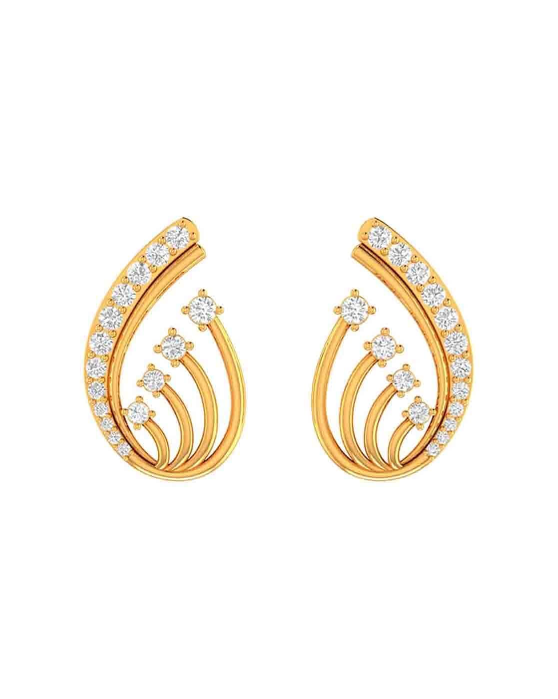 Buy Zeya Prairie Yellow Gold Stud Earrings | 22 Kt Online | Ajio.com