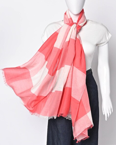 Checked Cotton Scarf with Fringes Price in India
