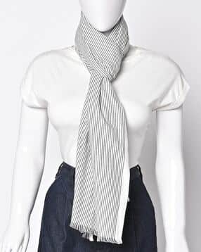 femmella Striped Scarf with Fringes-picture-53