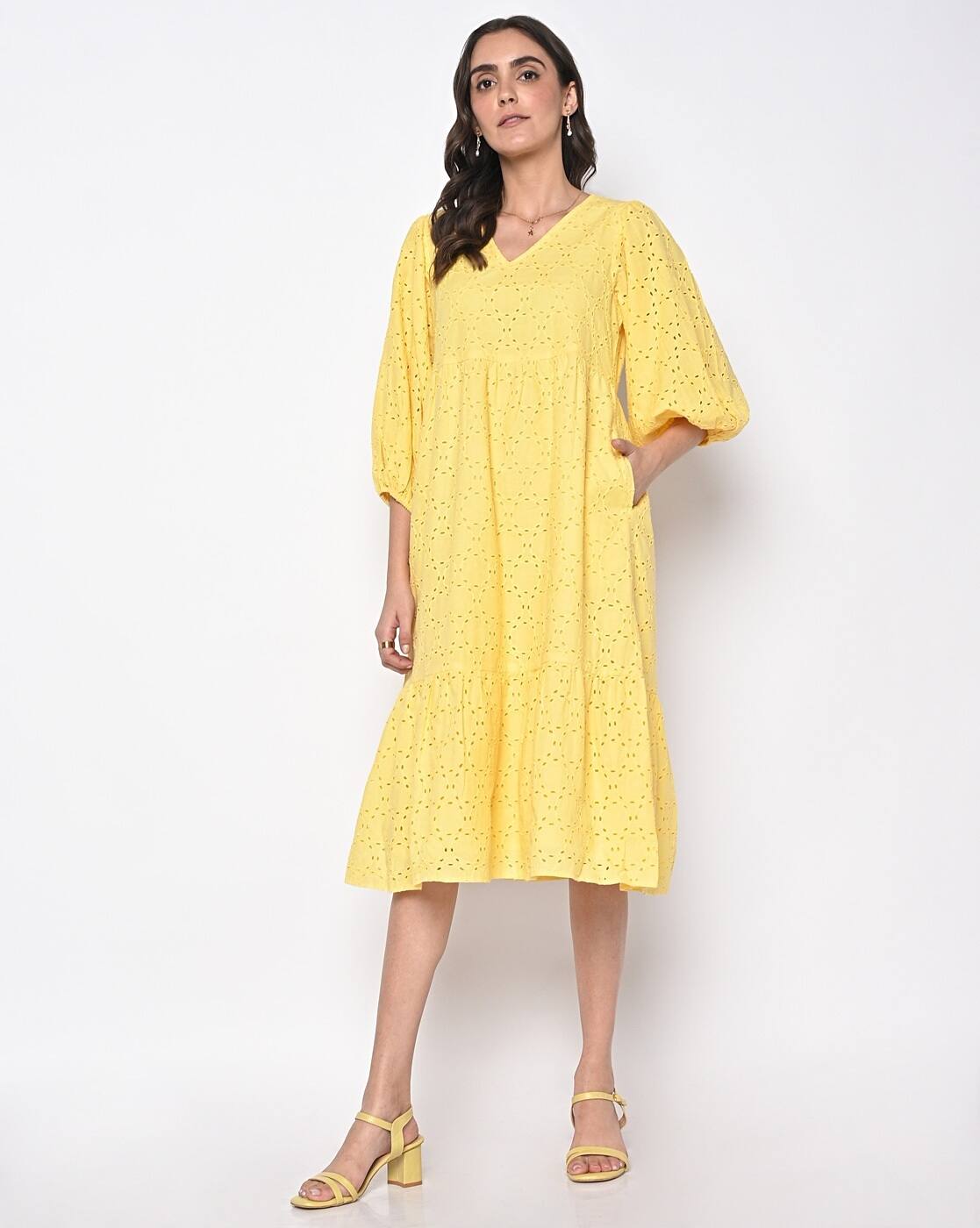 Buy Yellow Dresses for Women by Femella Online | Ajio.com