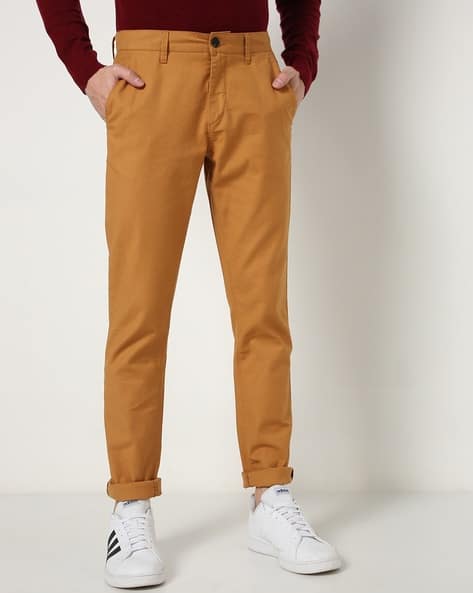 JOHN PLAYERS Men Flat-Front Mid-Rise Chinos