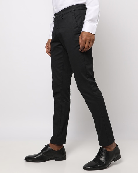 Buy Van Heusen Black Skinny Self Pattern Trousers for Mens Online  Tata  CLiQ