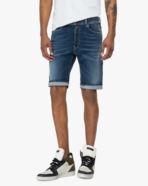 Replay RBJ901 Hyperflex Denim Shorts Dark Blue at CareOfCarl.com