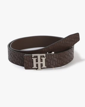 Logo Embossed Belt with Metal Accent