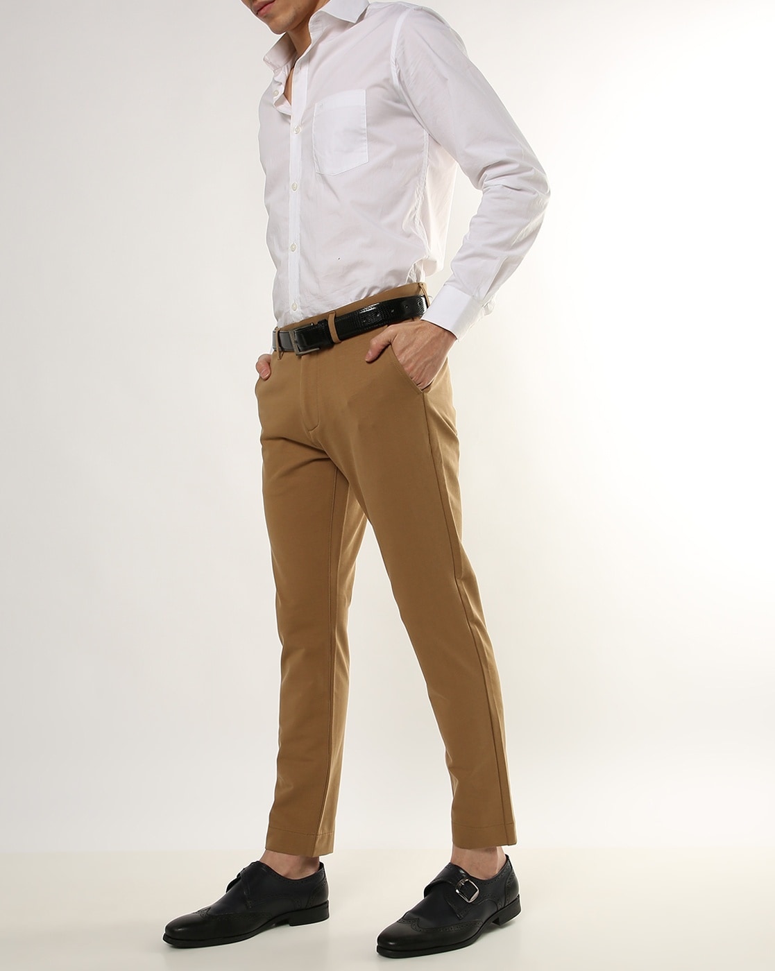 Buy Louis Philippe Sport Men Khaki Brown Slim Fit Solid Chinos - Trousers  for Men 7900391 | Myntra