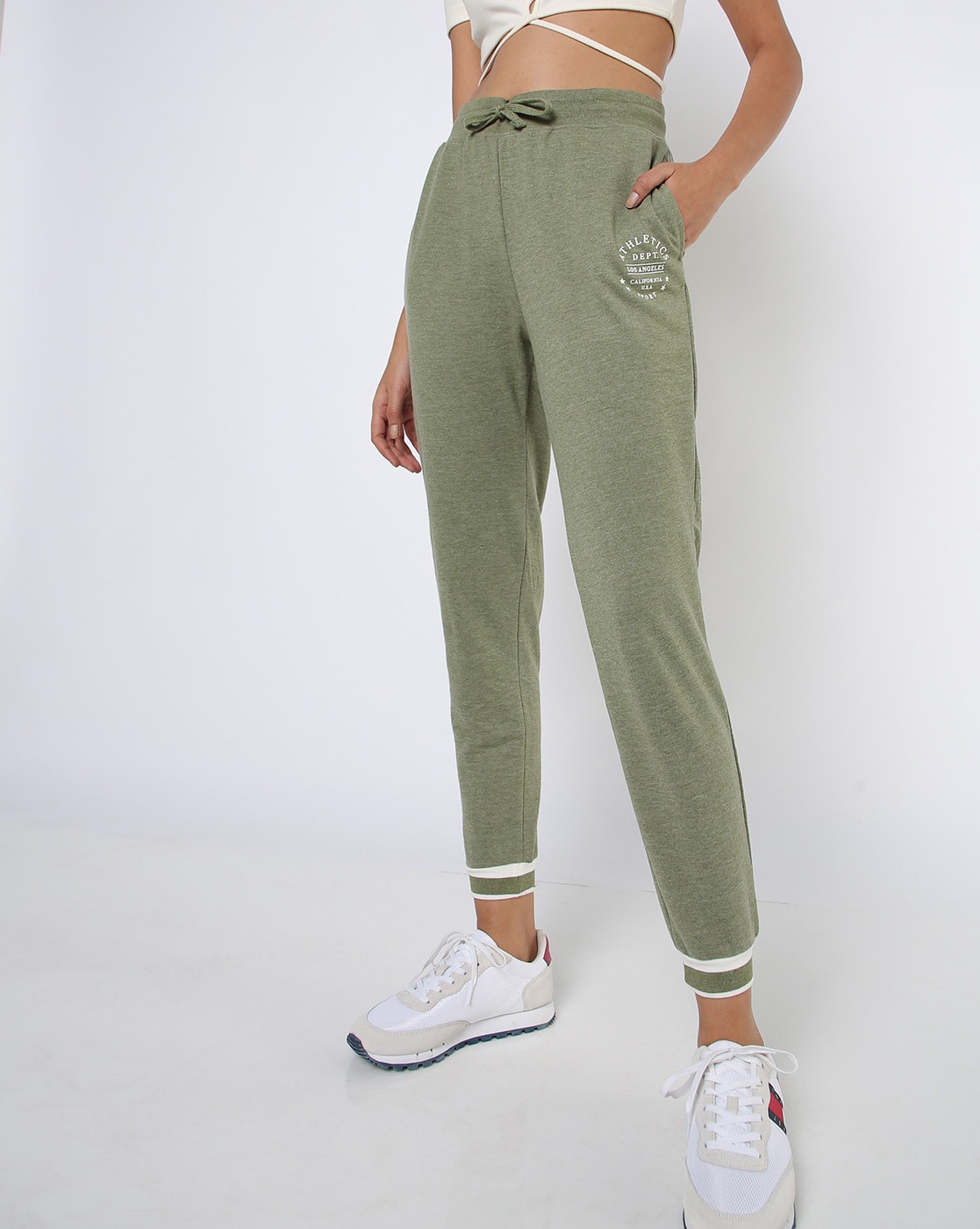 Buy Miss Chase Olive Green Jogger Trousers  Trousers for Women 1838576   Myntra