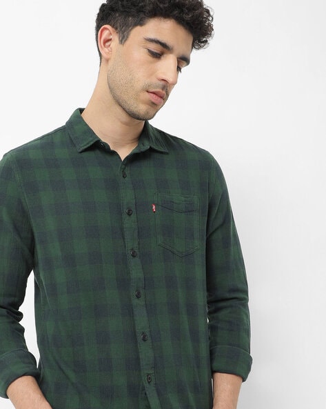 levis green check shirt