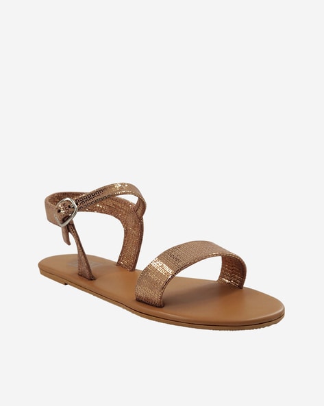 Buy Rose Gold Flat Sandals for Women by POST CARD Online Ajio