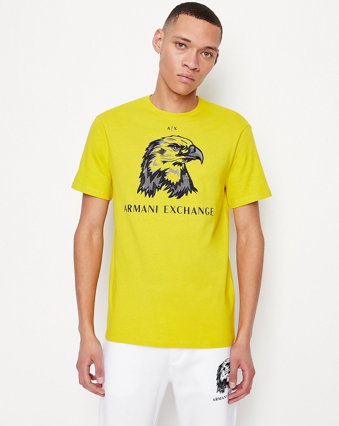 Armani exchange yellow t hot sale shirt