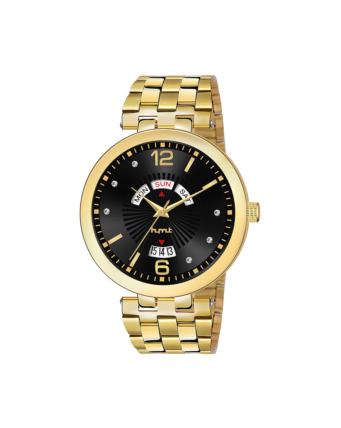 hrnt B9062 B9062 Original Gold Plated Day&Date Golden Chain Watch &Black  Dial Branded Hands Analog Watch - For Men - Price History