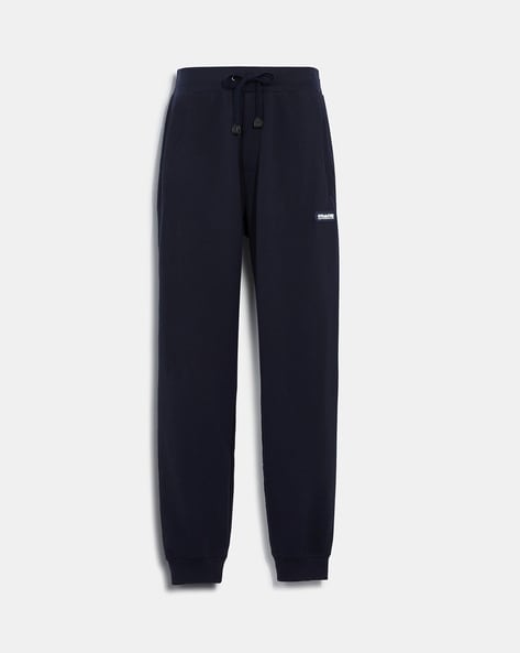 Buy Coach Slim Fit Joggers with Elasticated Drawstring Waist | Navy Blue  Color Men | AJIO LUXE