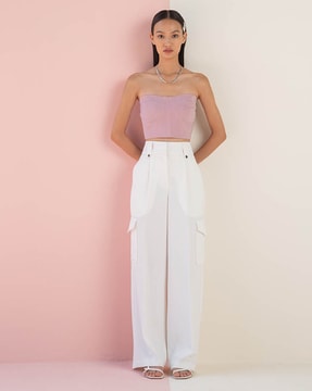 Pink Linen Blend Cropped Trousers  Women  George at ASDA