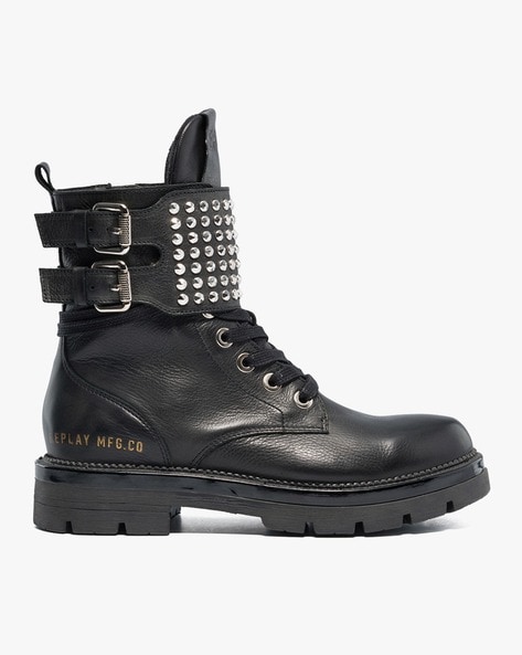 Boots with buckles outlet and studs