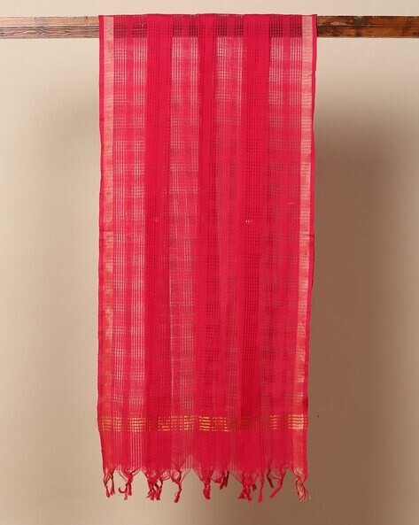 South Cotton Checked Dupatta with Tassels Price in India