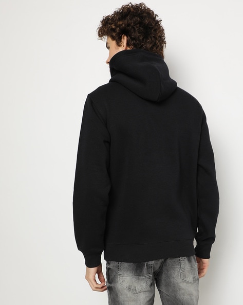 DENIM HOODED SWEATSHIRT - Black