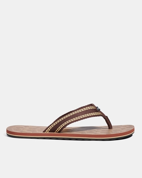 Logo Print Thong Strap Flip Flops