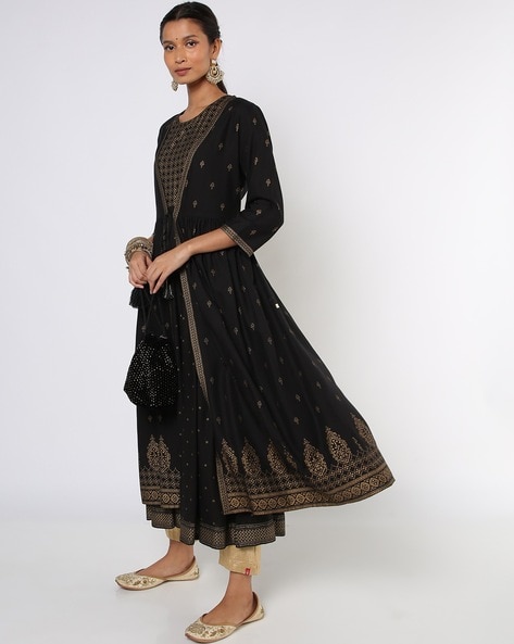 🆕🆕🆕🆕🆕 Rs.1550 *deal only in premium products* *💕💫Get this classy and  traditional look in our black Ajrakh print cotton anarkali kurti… |  Instagram