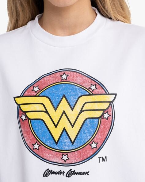 Wonder Woman Print Round-Neck Sweatshirt