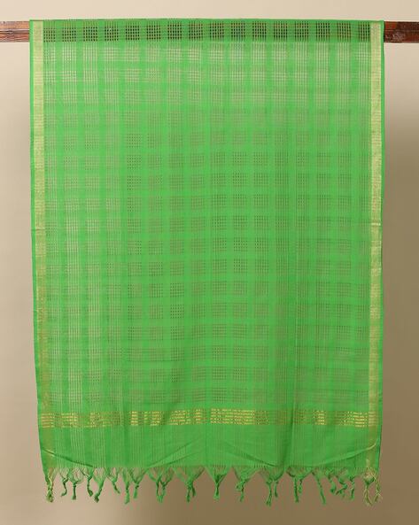 Checked South Cotton Dupatta with Tassels Price in India
