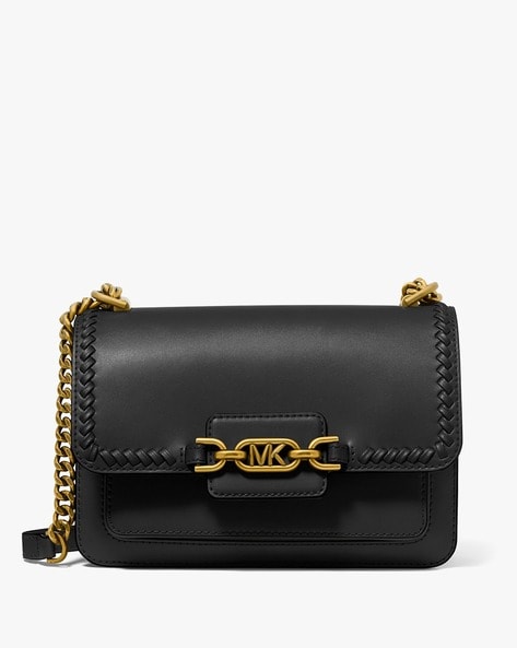Buy Michael Kors Heather Leather Shoulder Bag with Chain Strap | Black  Color Women | AJIO LUXE