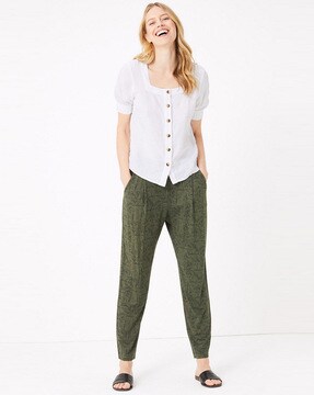 Buy Green Trousers & Pants for Women by Marks & Spencer Online