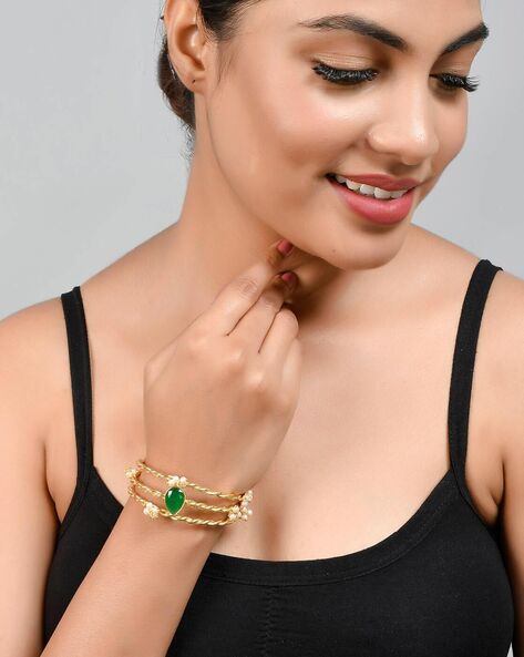 Cinzia Emerald Bracelet Online Jewellery Shopping India | Yellow Gold 14K |  Candere by Kalyan Jewellers