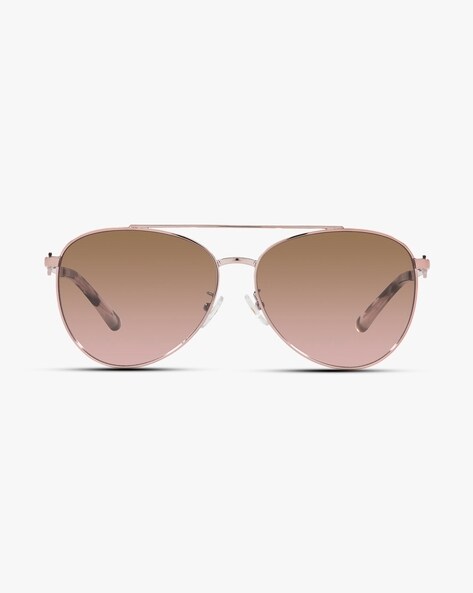 sunglassLA Female Mod Fashion Teardrop Rimless Mirror Flat Lens Metal Frame Aviator  Sunglasses 58mm (Gold / Pink Mirror) - 58mm - Walmart.com