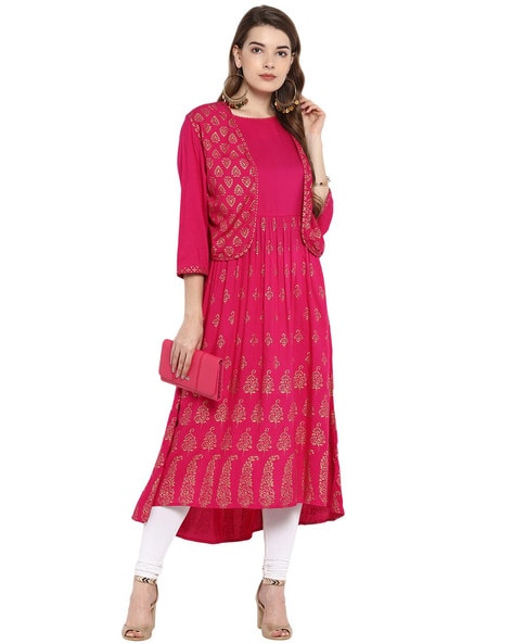 Buy Heavy Faux Georgette Light Pink Color Party Wear Kurti with Jacket  Design 646 online at Womens Apparel Store
