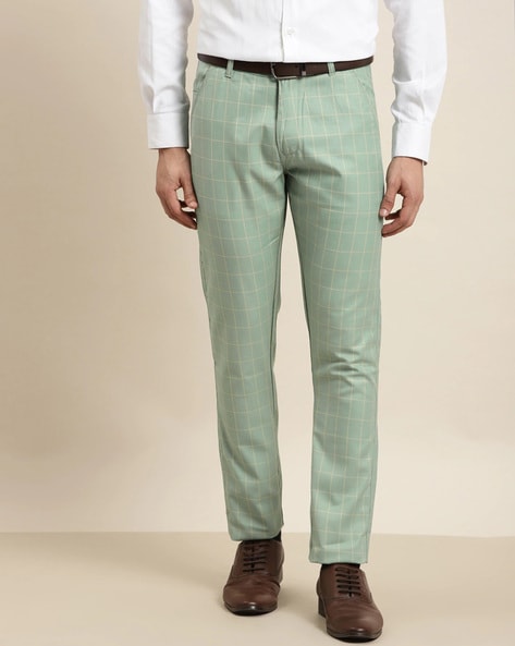 Buy Green White Check Regular Fit Solid Trouser Cotton for Best Price  Reviews Free Shipping