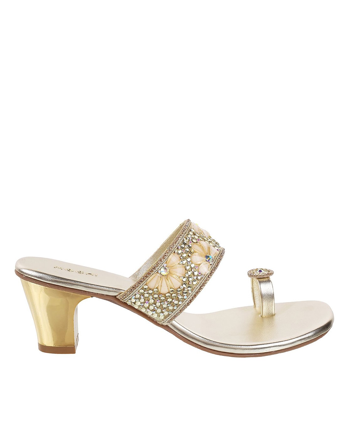 Glittery Block Heel Sandals with Ankle Strap | David's Bridal